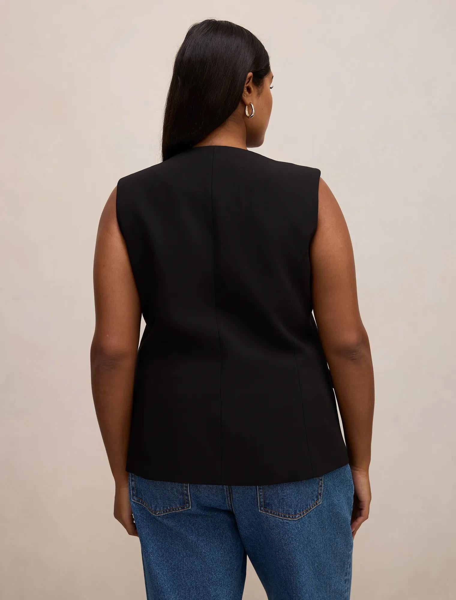 Myra Curve Sleeveless Blazer Black