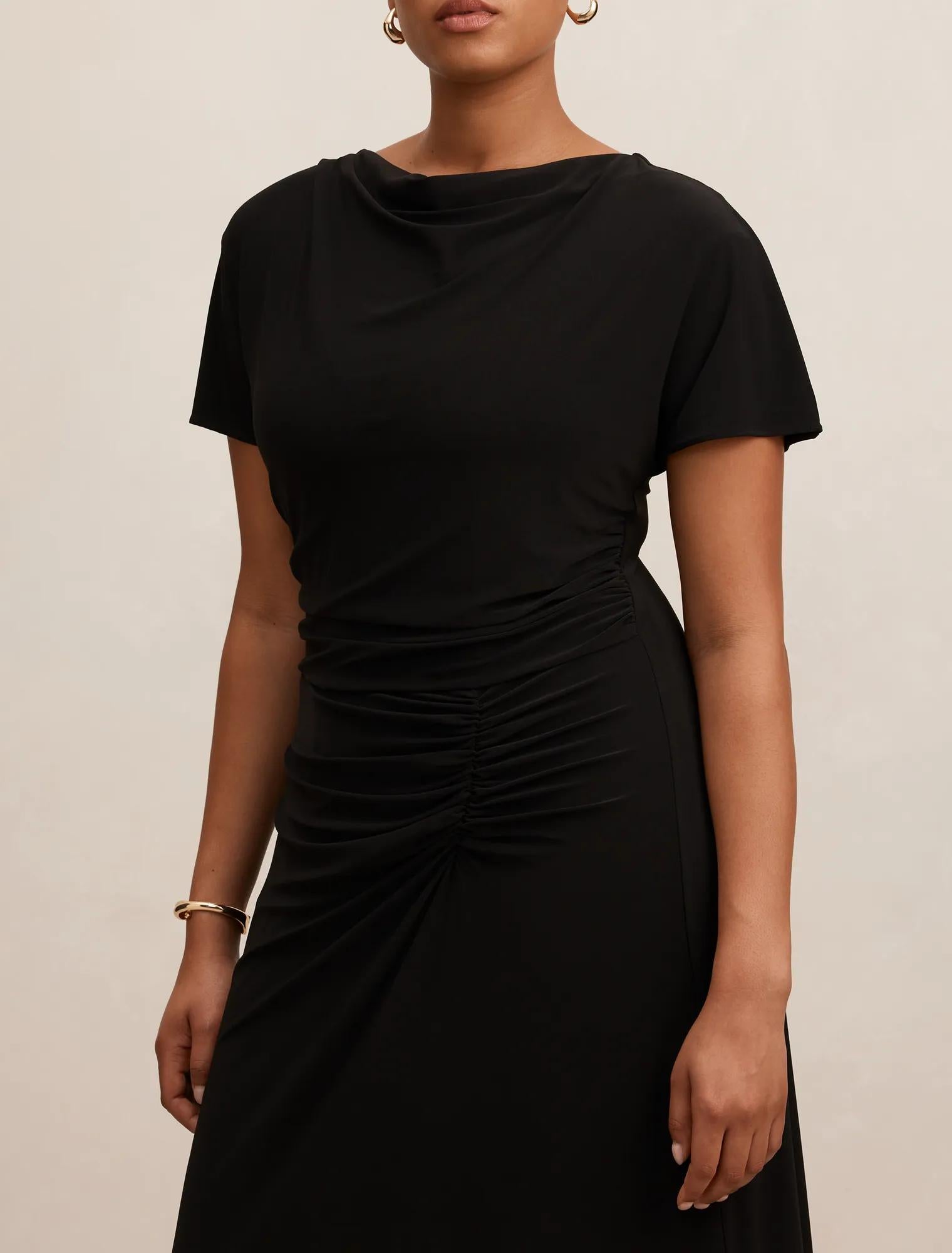 Tahnee Curve Ruched Waist Maxi Dress Black