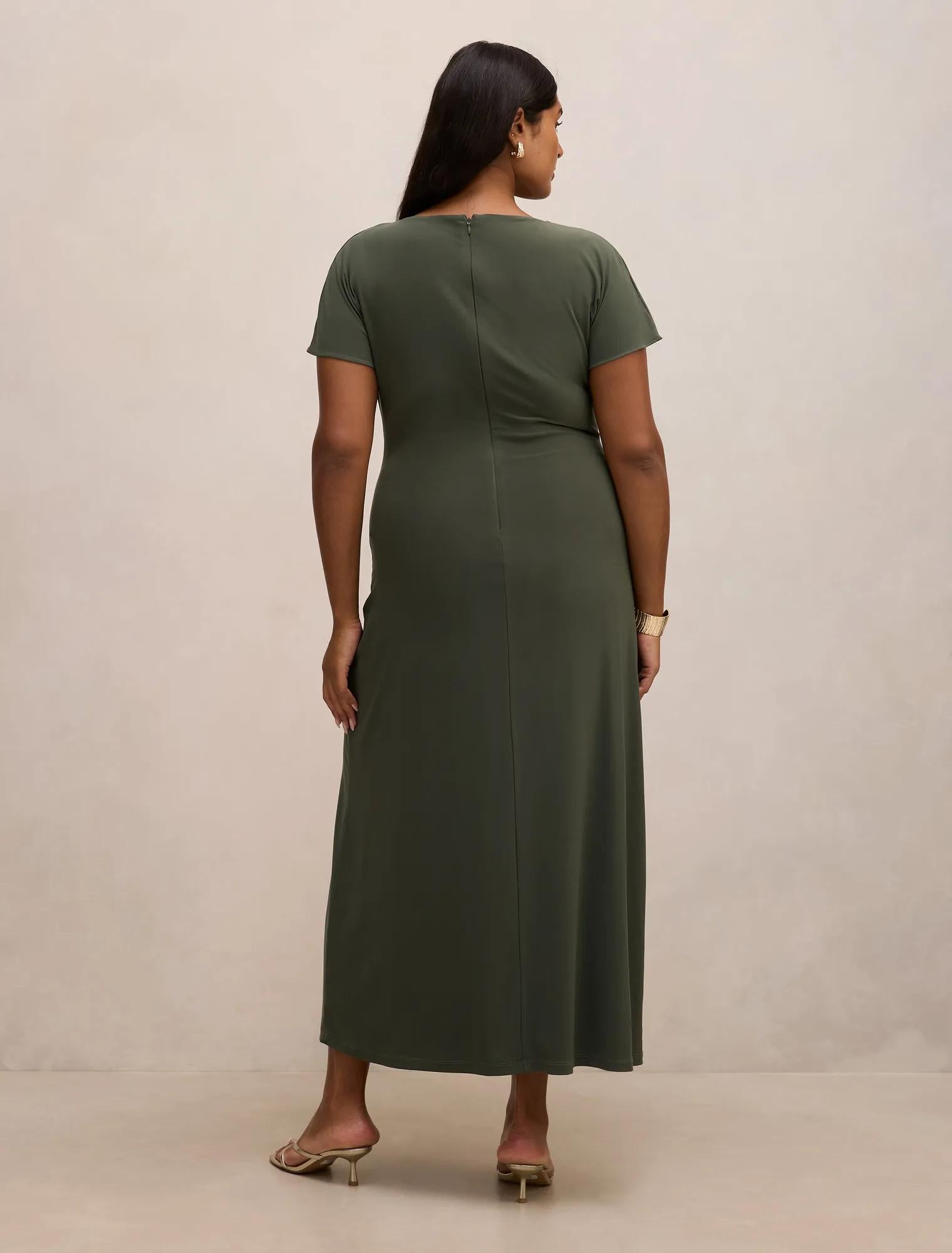 Tahnee Curve Ruched Waist Maxi Dress Thyme Green
