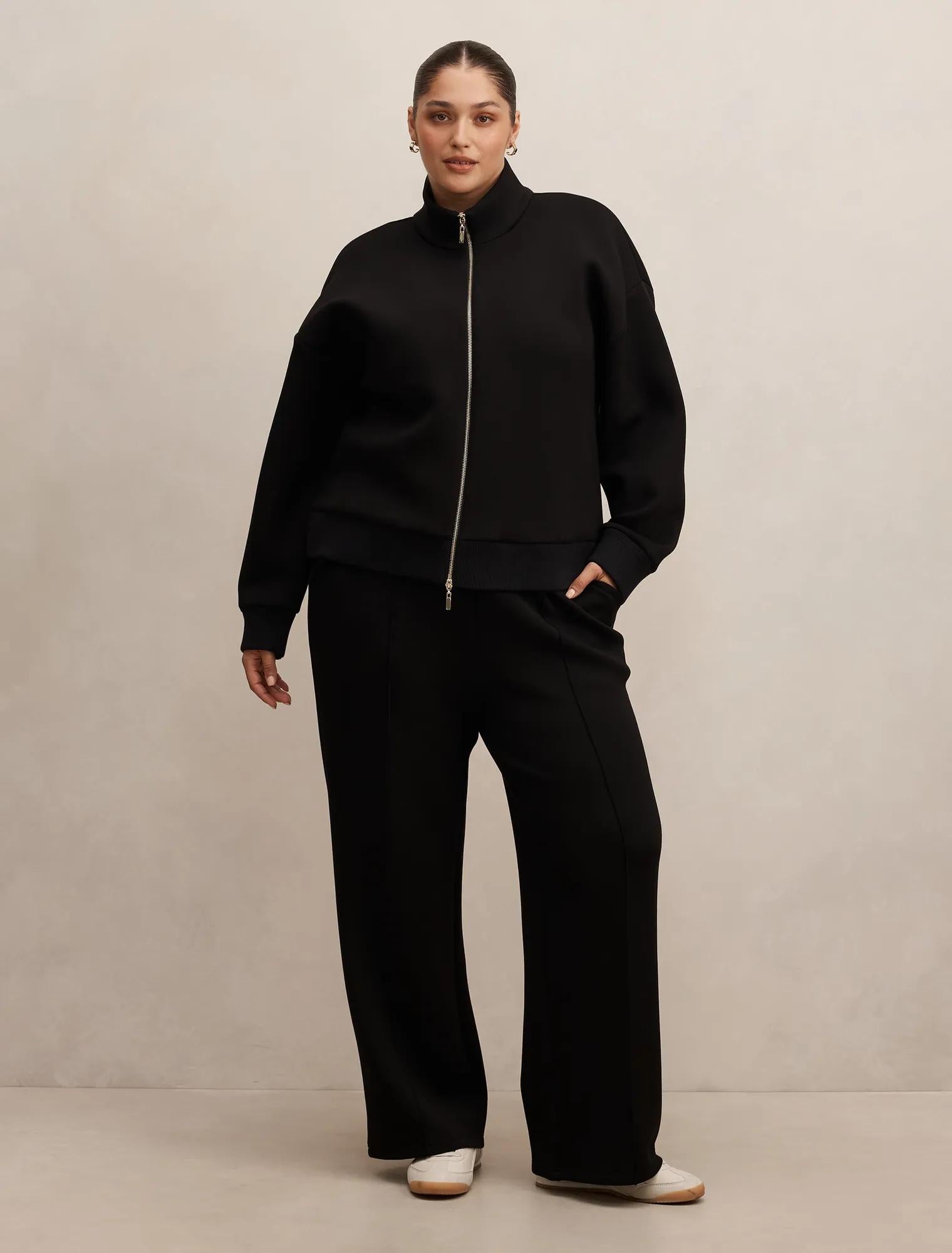 Hannah Curve Zip Lounge Jacket Black