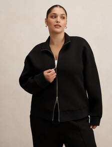 Hannah Curve Zip Lounge Jacket Black