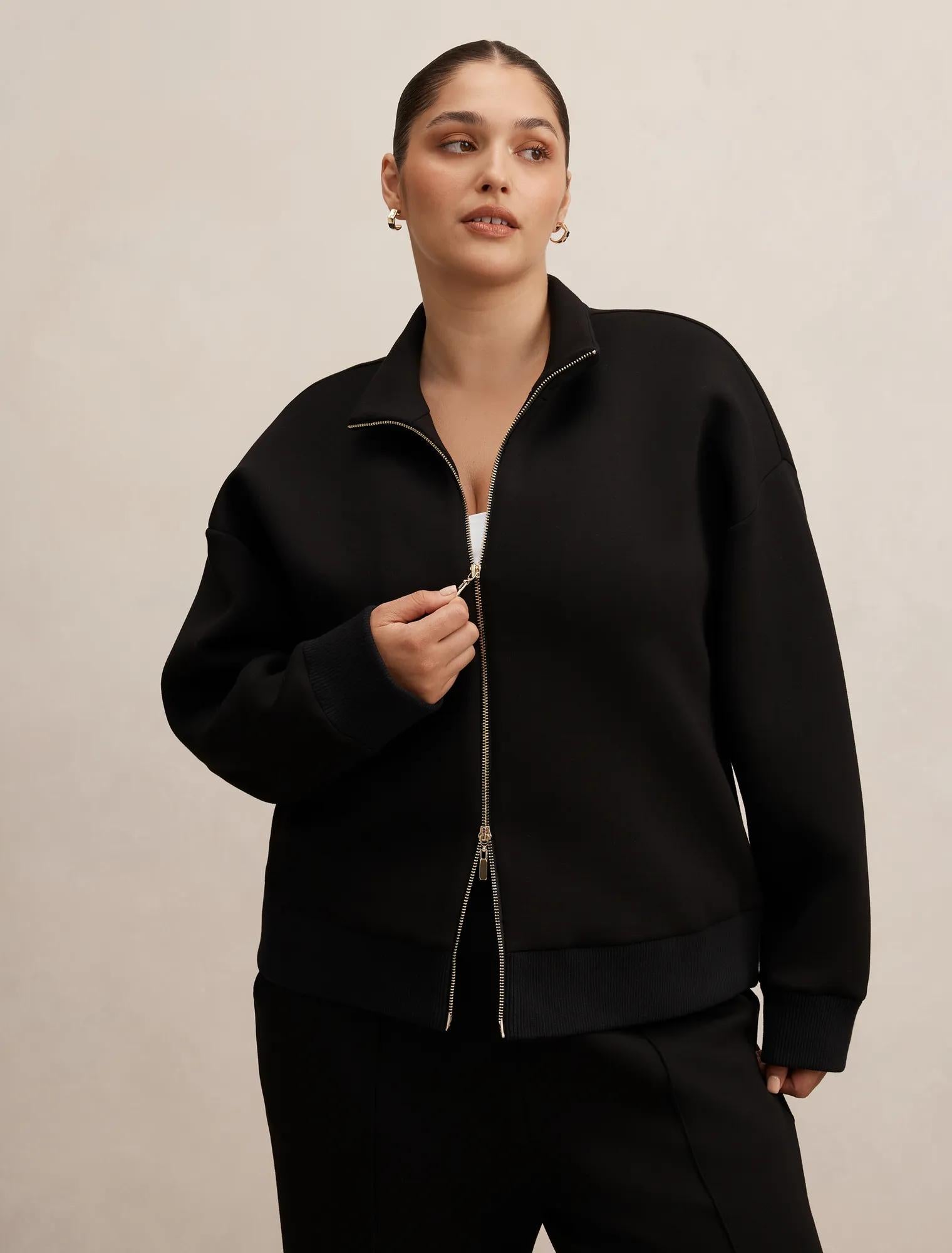 Hannah Curve Zip Lounge Jacket Black