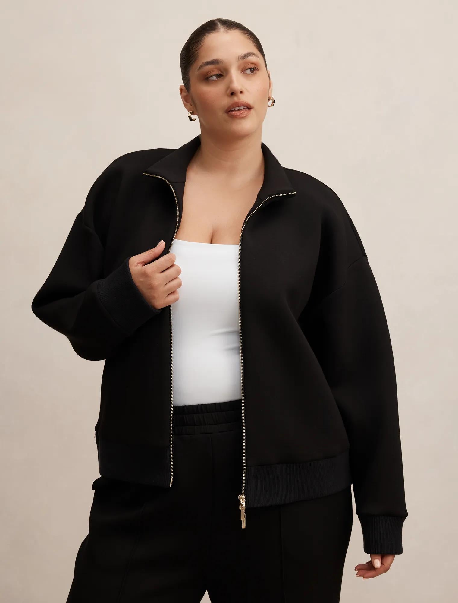 Hannah Curve Zip Lounge Jacket Black