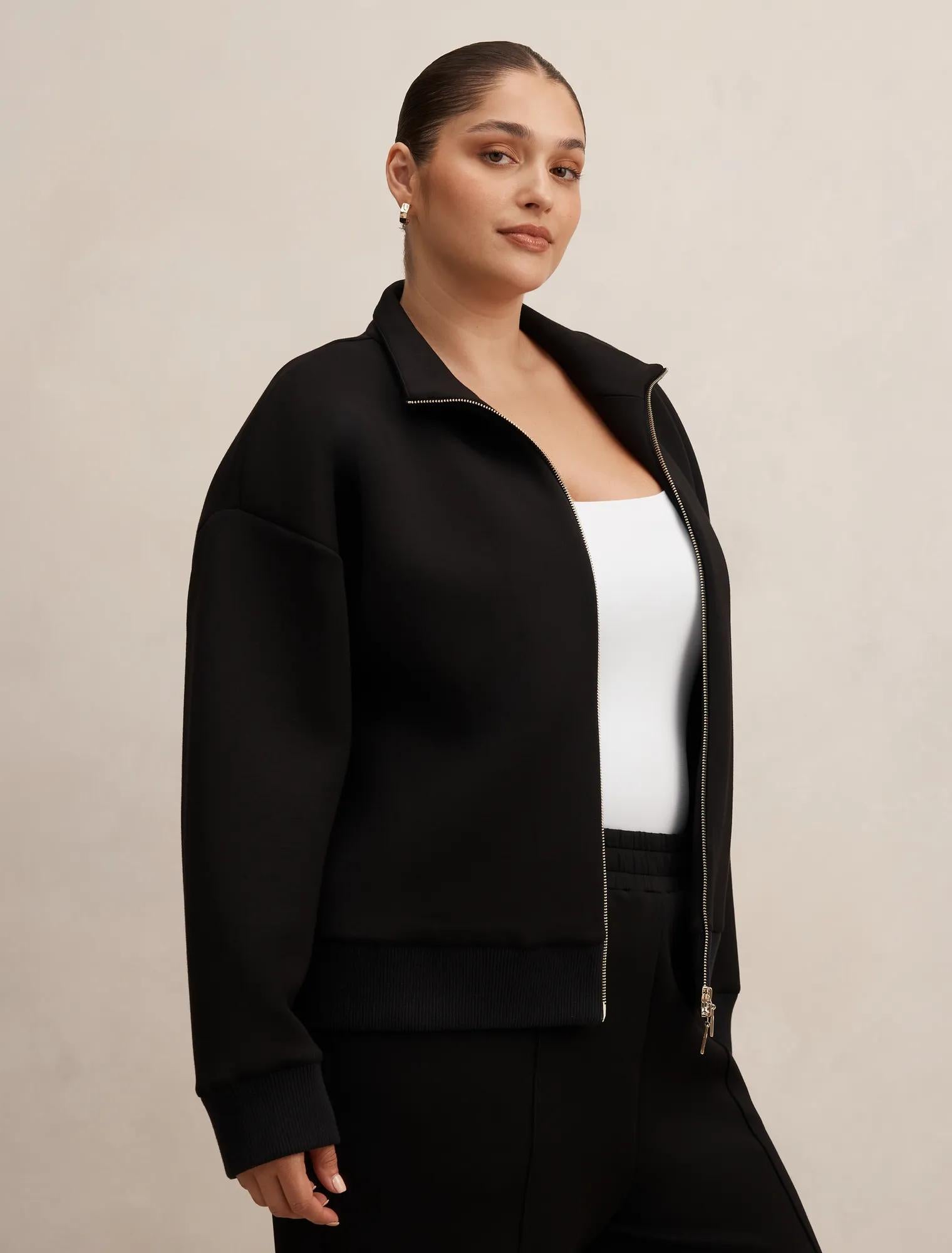 Hannah Curve Zip Lounge Jacket Black