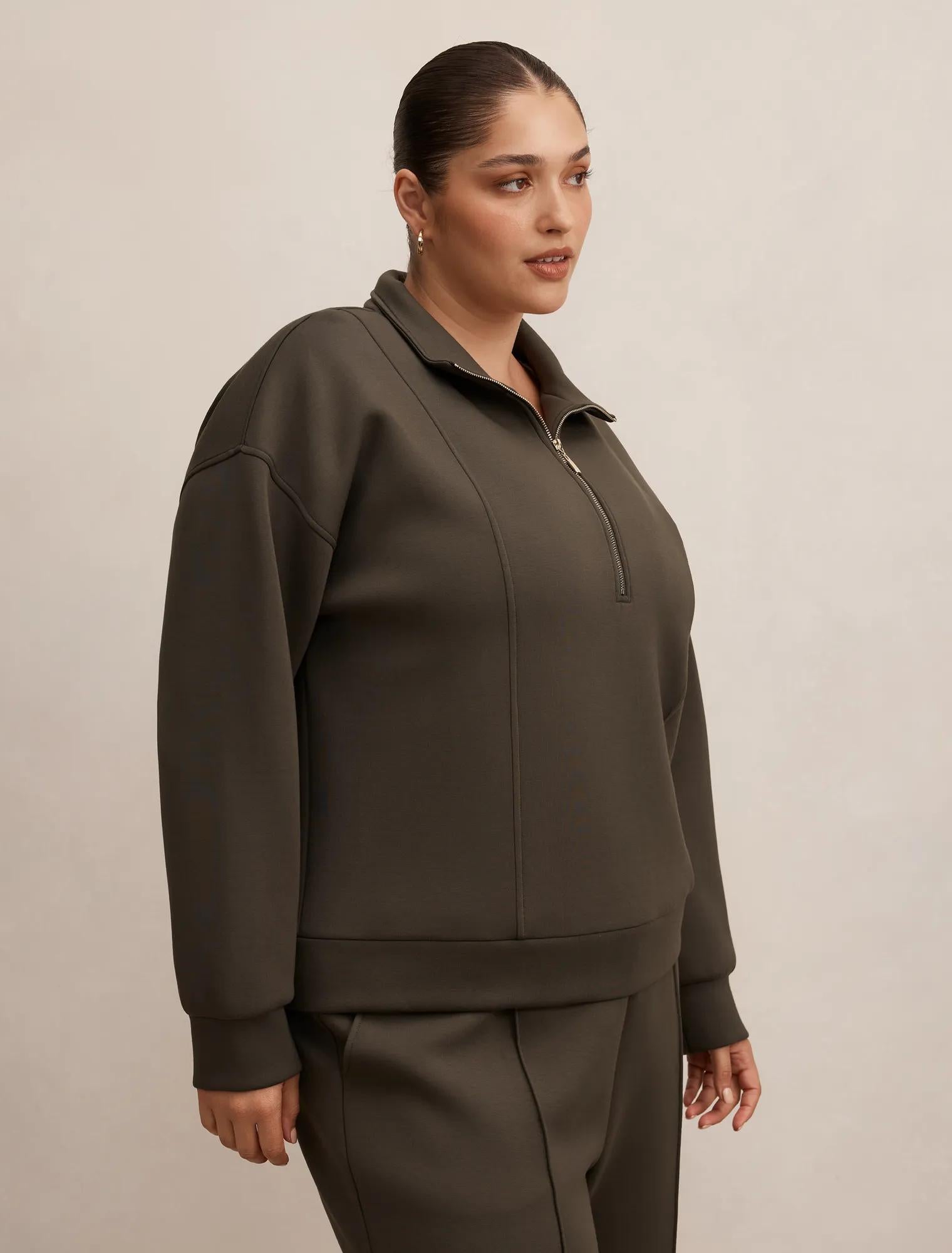 Heidi Curve Seam Detail Lounge Jumper Sage Moss