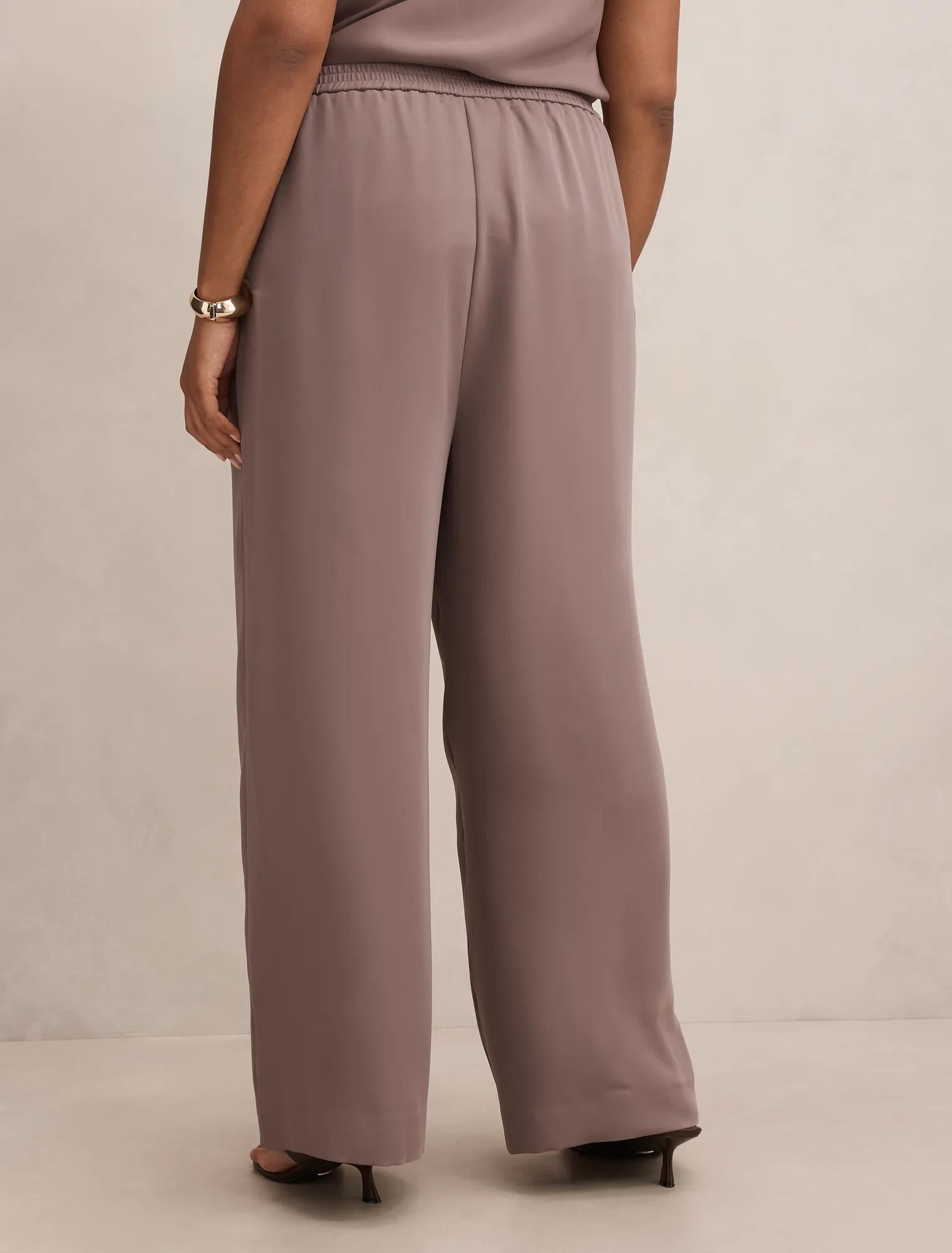 Nya Curve Elastic Wide Leg Pants Deep Taupe Co-ord