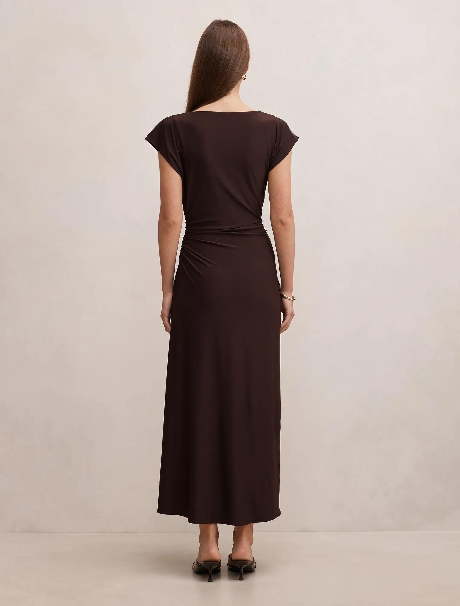 Marissa Jersey T-Shirt Midi Dress Dark Chocolate