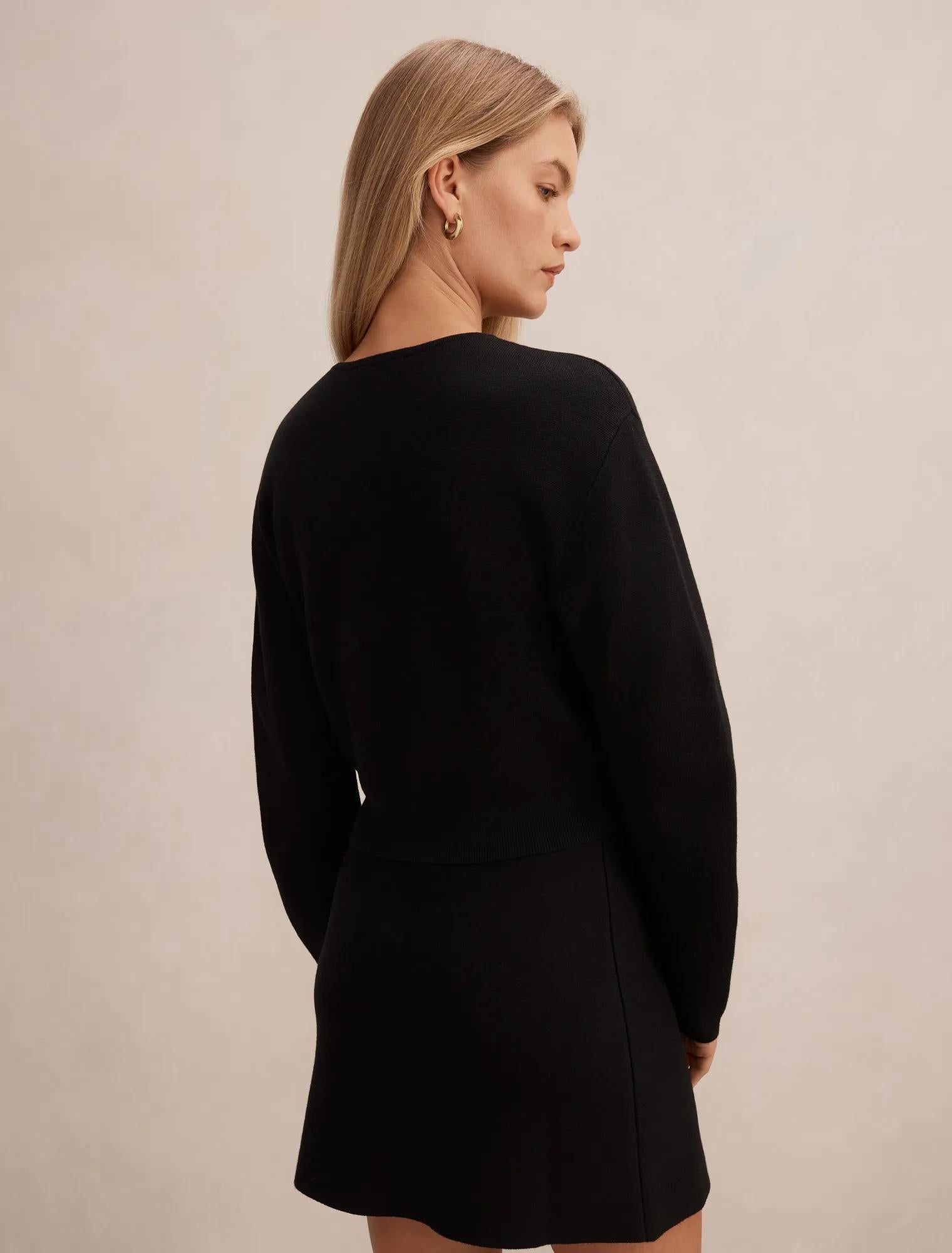 Karla Sculpt Sleeve Cardigan Black Co-Ord