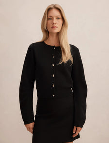 Karla Sculpt Sleeve Cardigan Black Co-Ord
