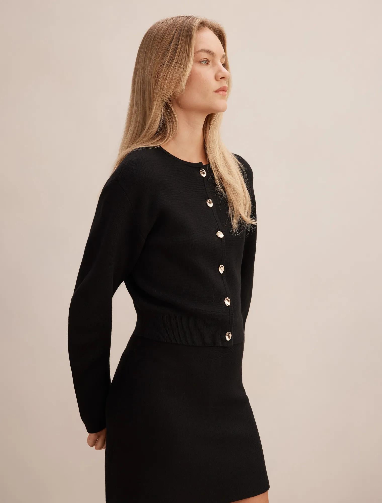 Karla Sculpt Sleeve Cardigan Black Co-Ord