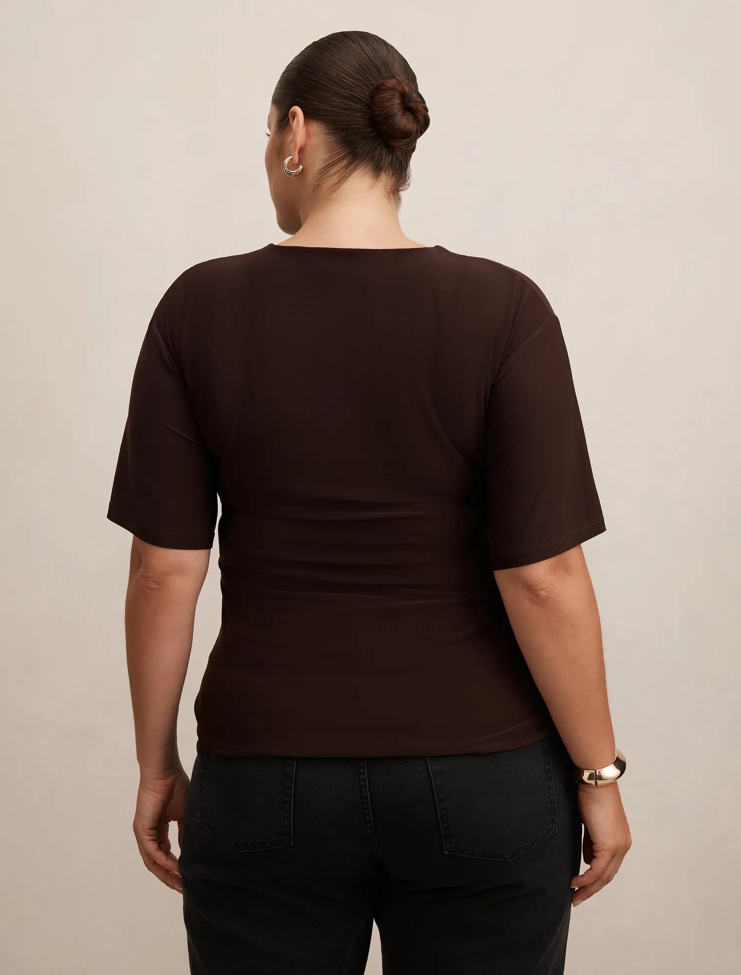 Blake Curve Asym Drape Top Cocoa Bean