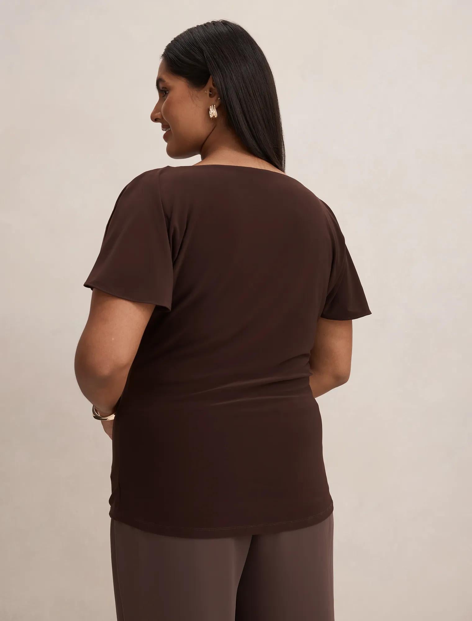 Sunny Curve Spliced Shoulder Top Bitter Chocolate