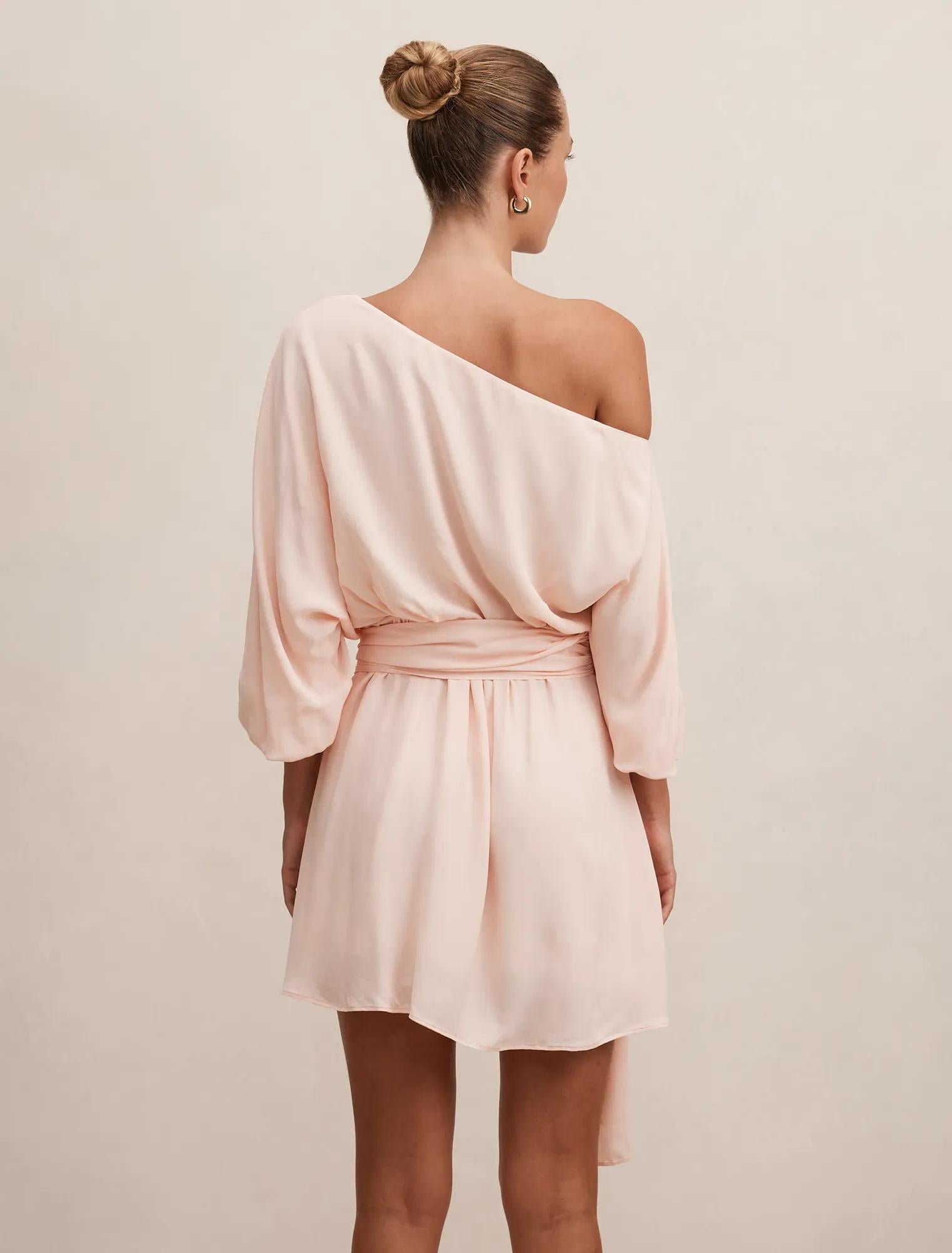 Sammy Tipped Draped Mini Dress Rosewater