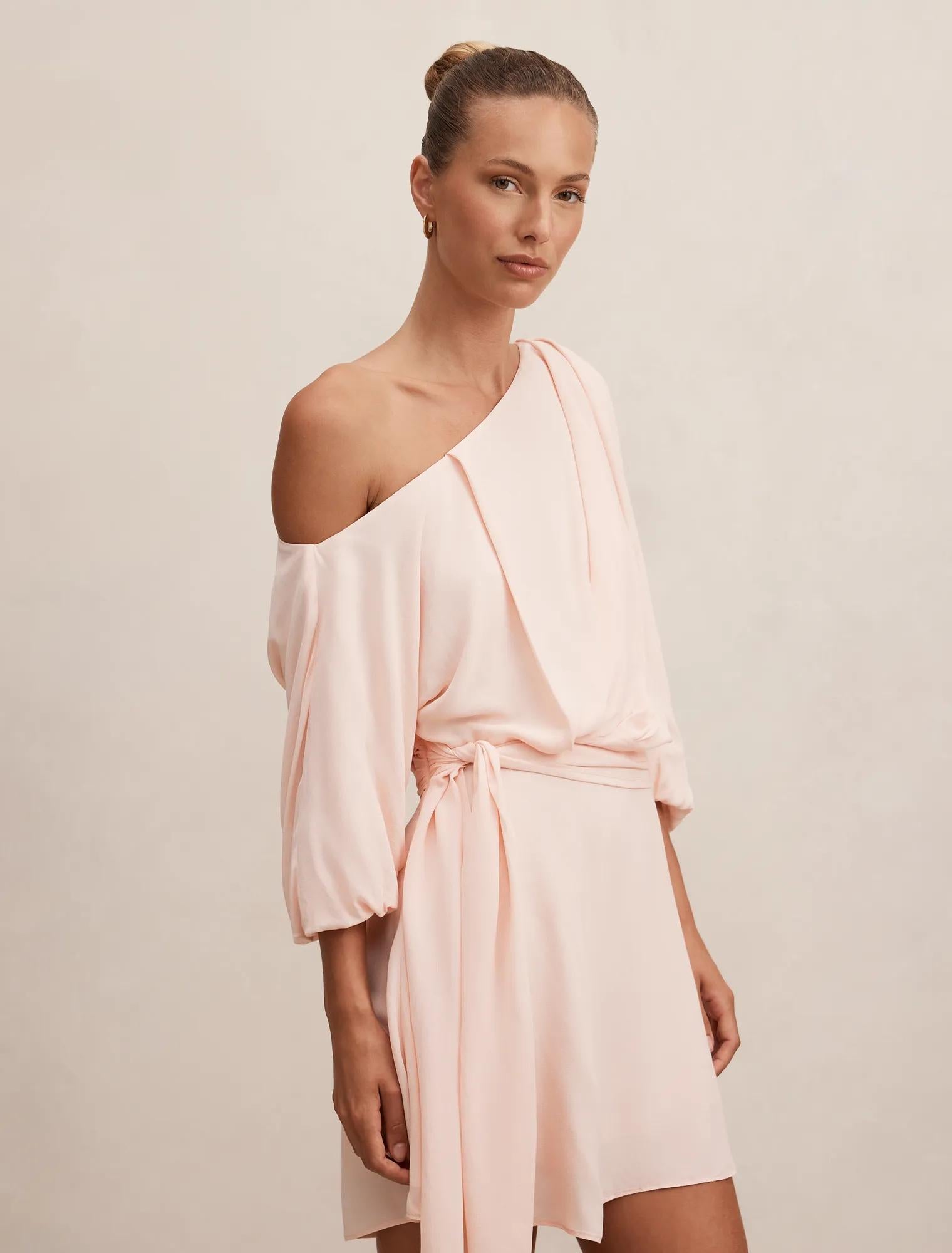 Sammy Tipped Draped Mini Dress Rosewater