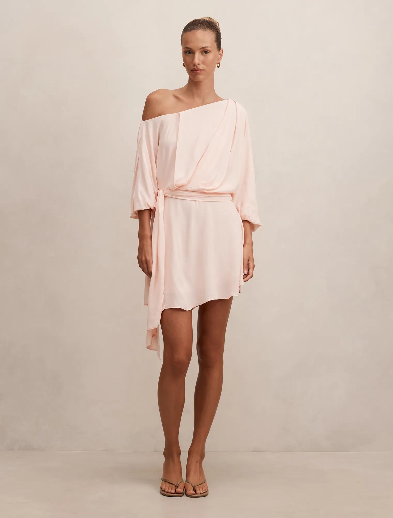 Sammy Tipped Draped Mini Dress Rosewater