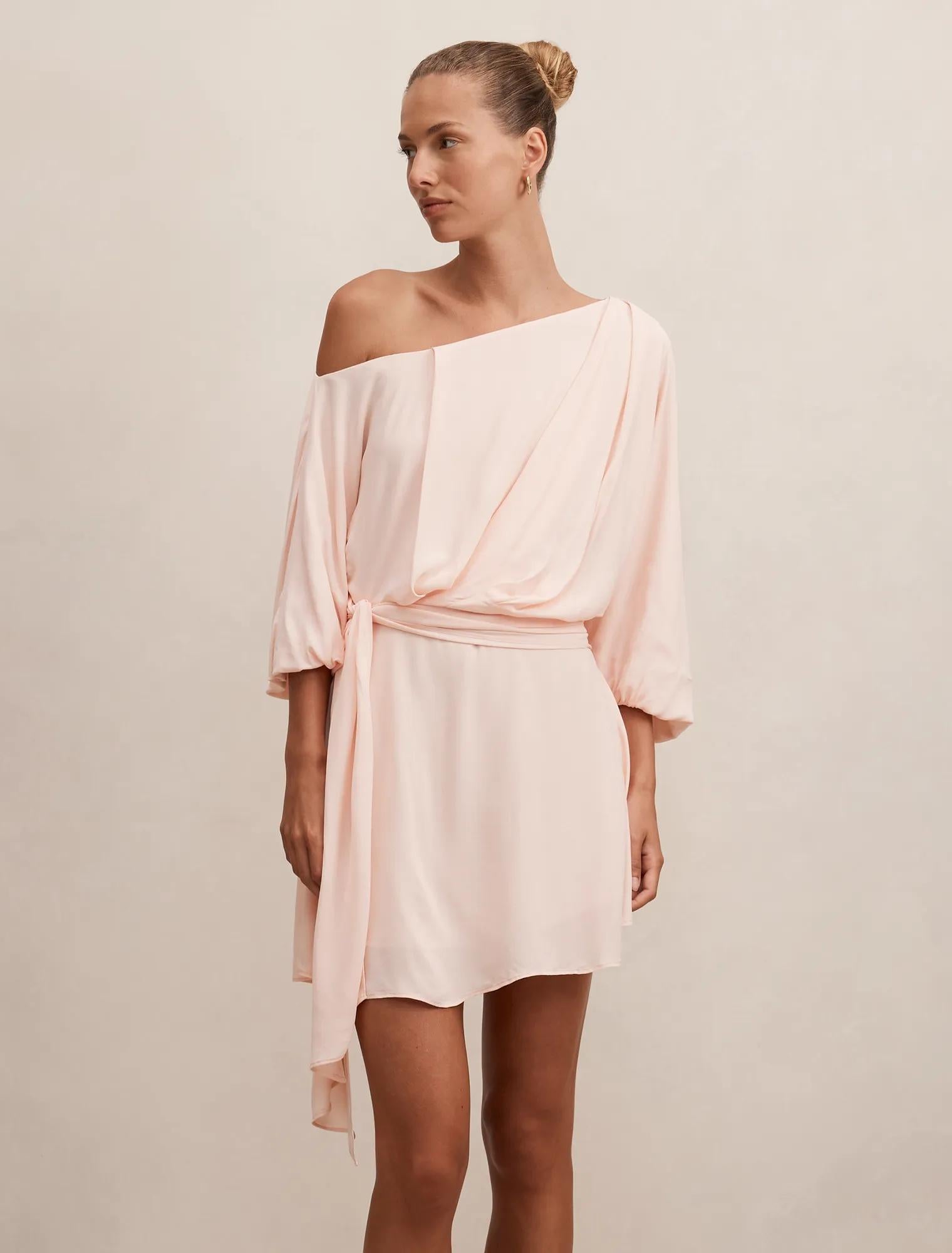 Sammy Tipped Draped Mini Dress Rosewater