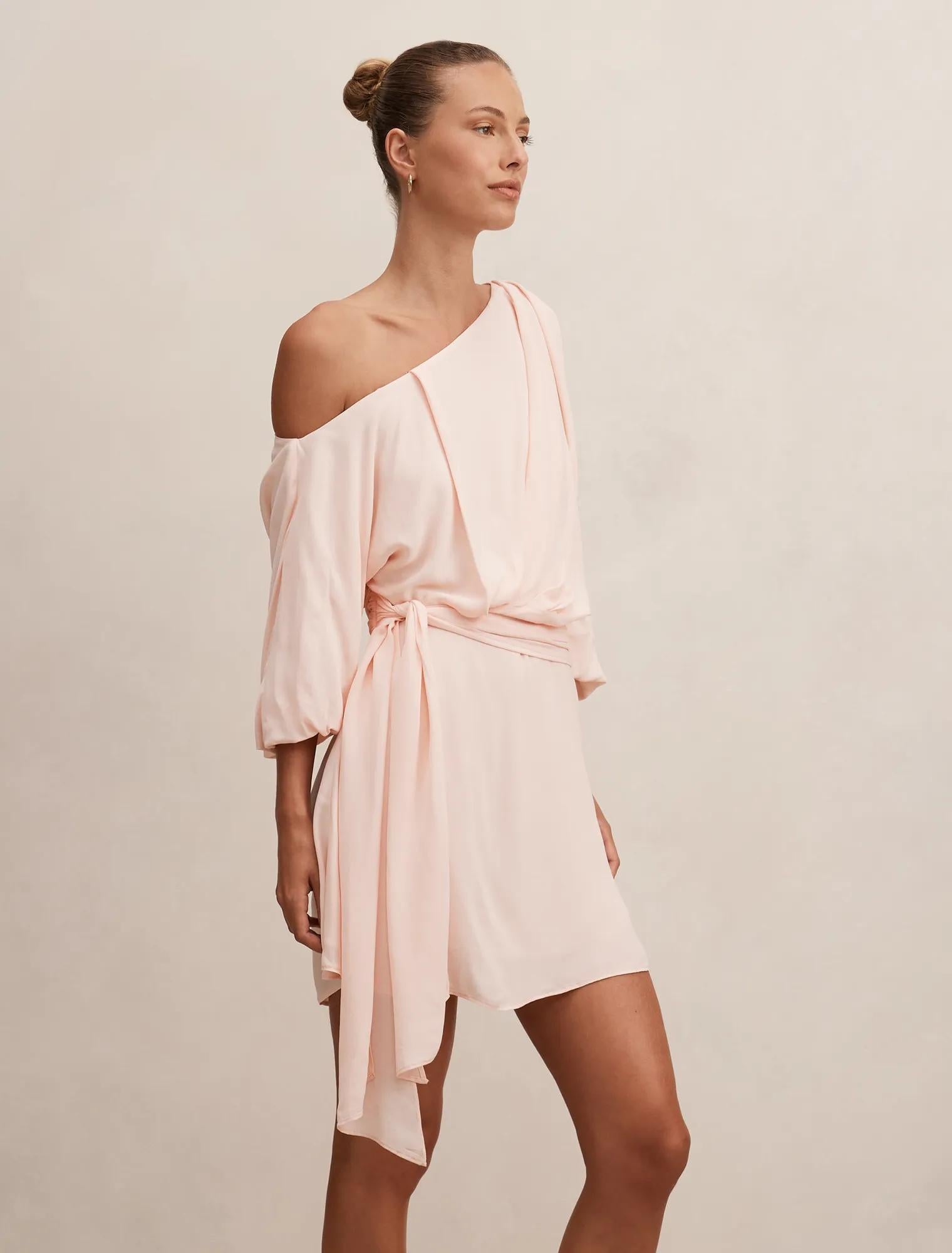 Sammy Tipped Draped Mini Dress Rosewater