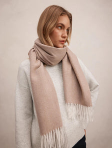 Holly Herringbone Brushed Scarf Mid Brown