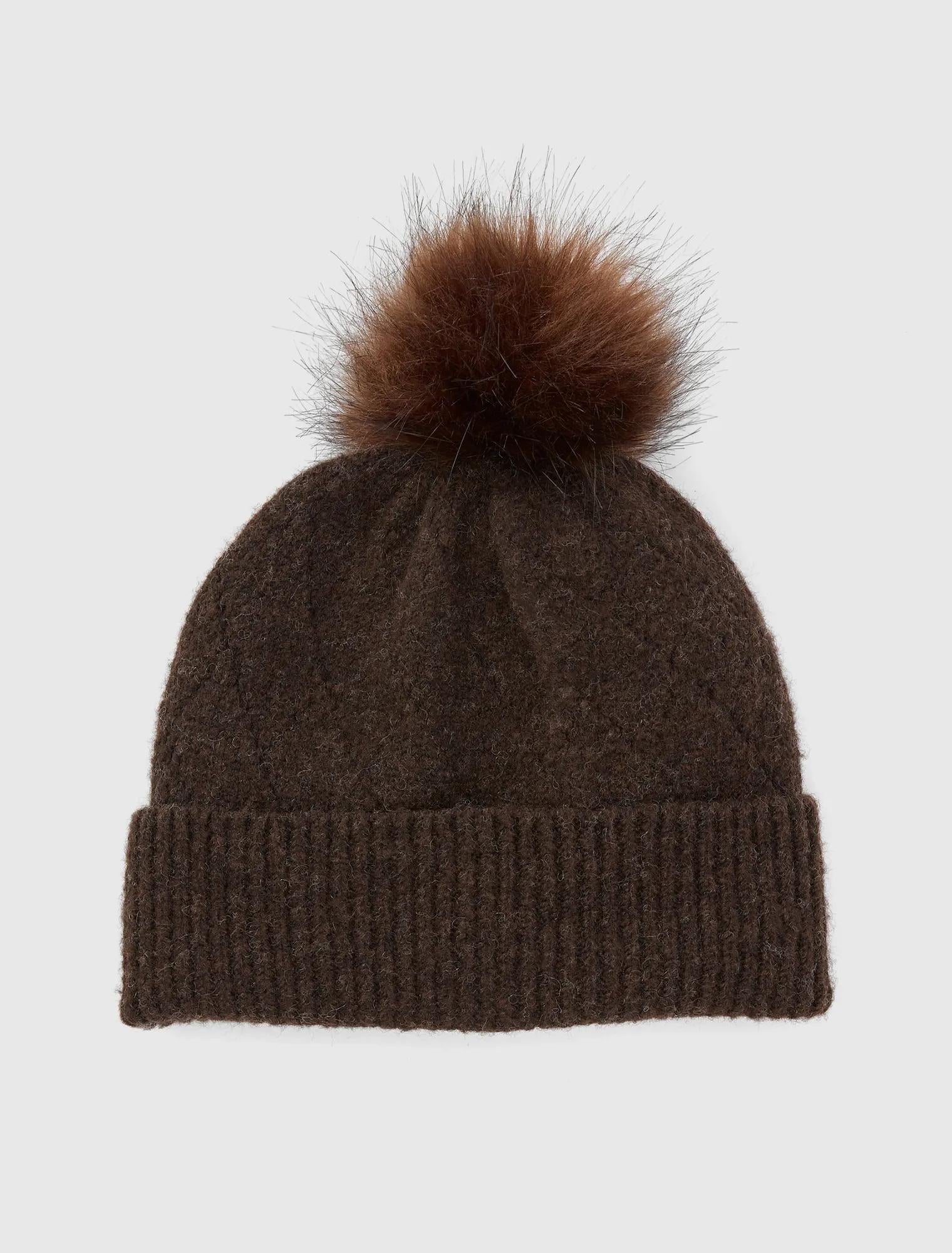 Penelope Pointelle Beanie Chocolate_mannequin
