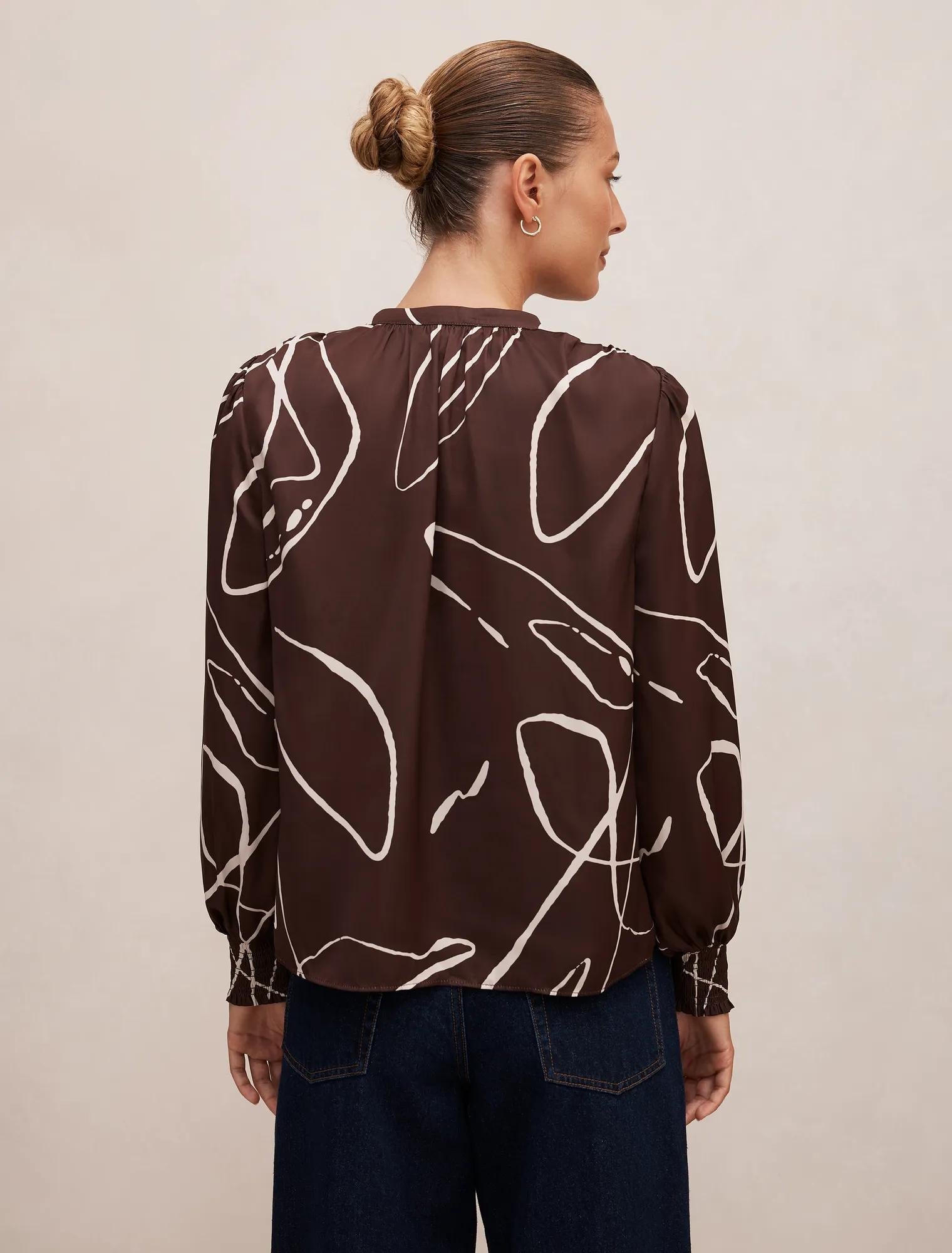 Savannah Button Up Blouse Mina Abstract