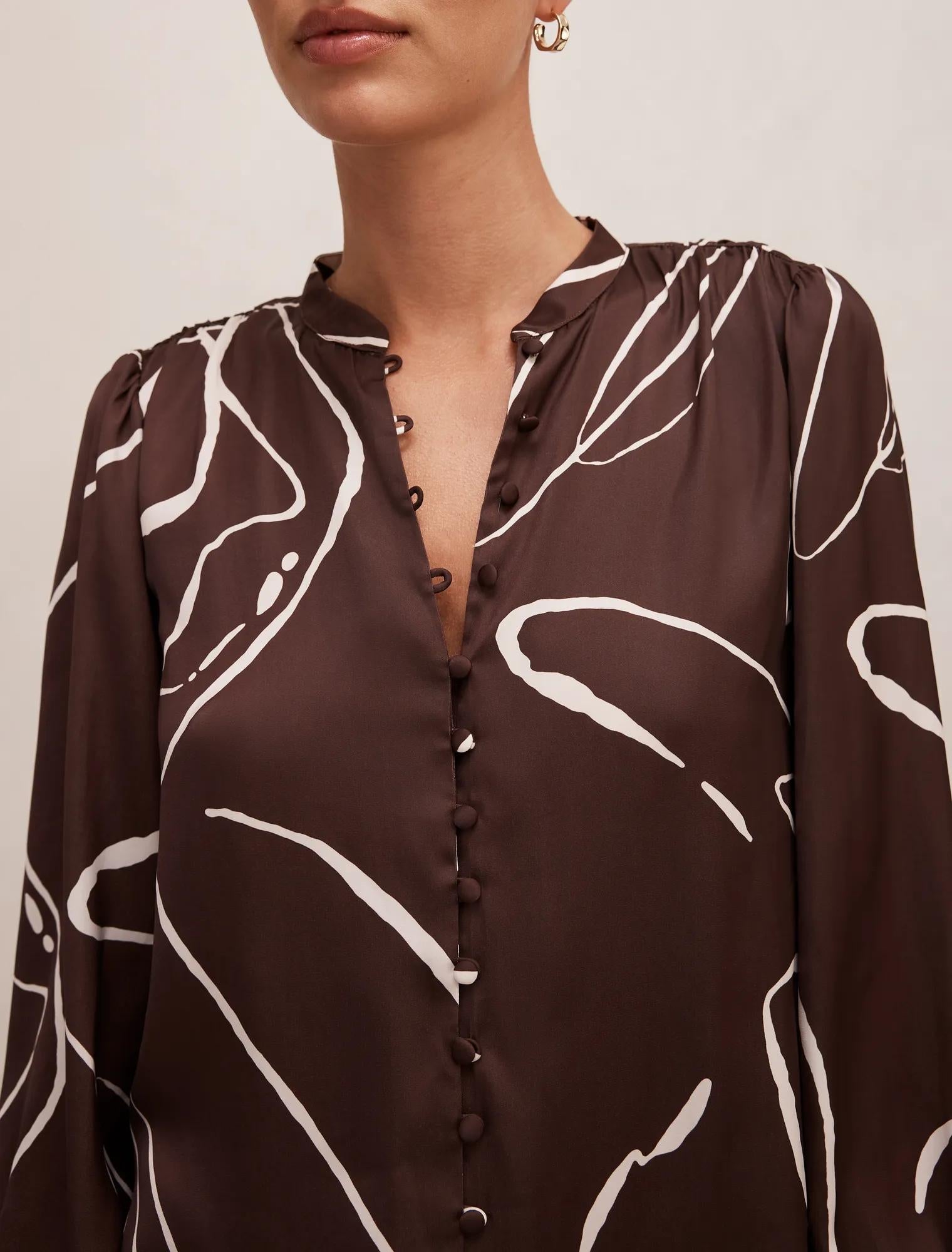 Savannah Button Up Blouse Mina Abstract