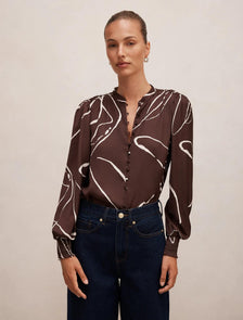 Savannah Button Up Blouse Mina Abstract