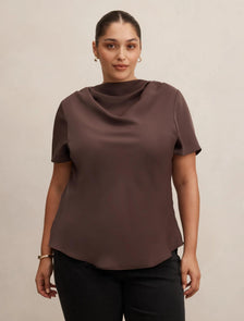 Jolie Curve High Neck Top Chocolate