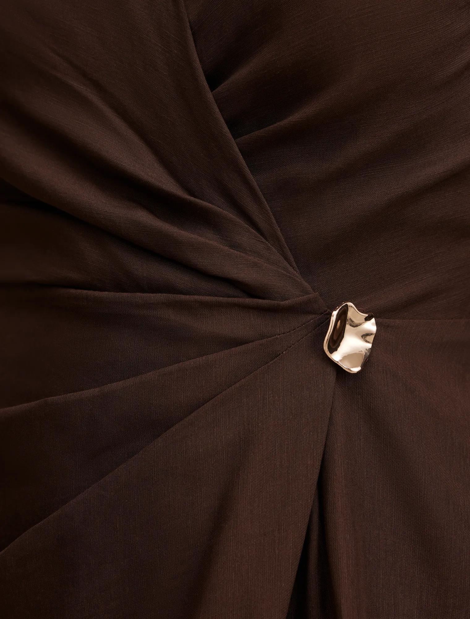 Francesca Linen Shirt Midi Dress Chocolate