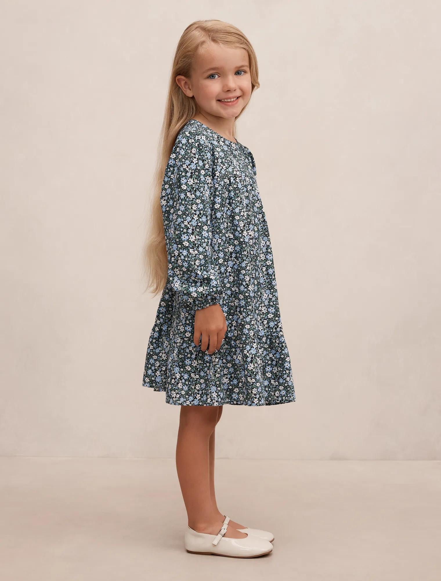 Mickie Girls Long Sleeve Dress Spencer Ditsy