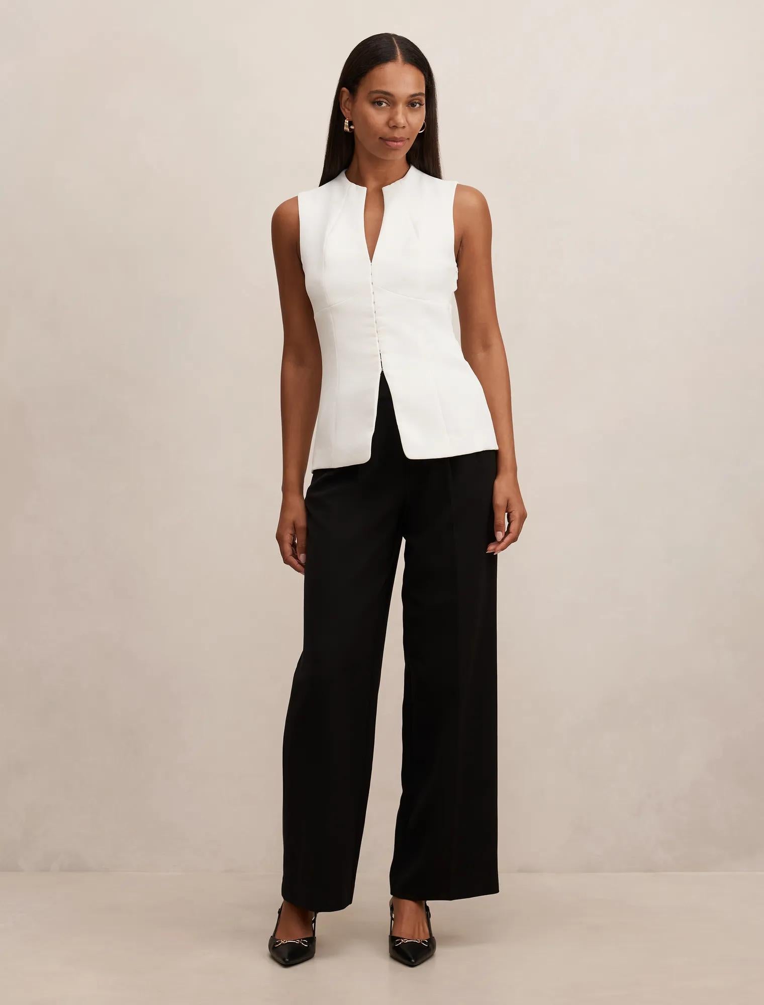 Gabi Tailored Top Porcelain