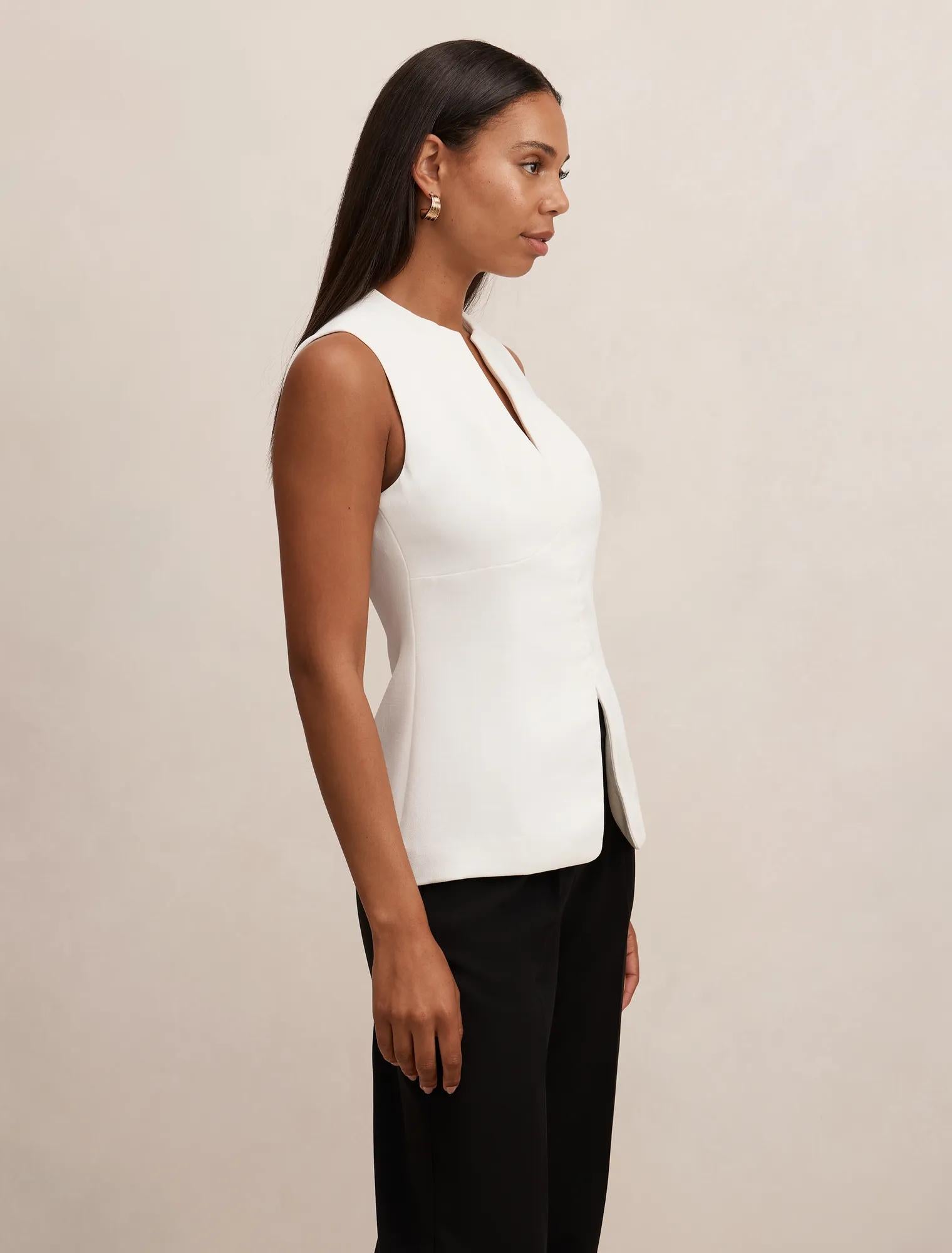 Gabi Tailored Top Porcelain