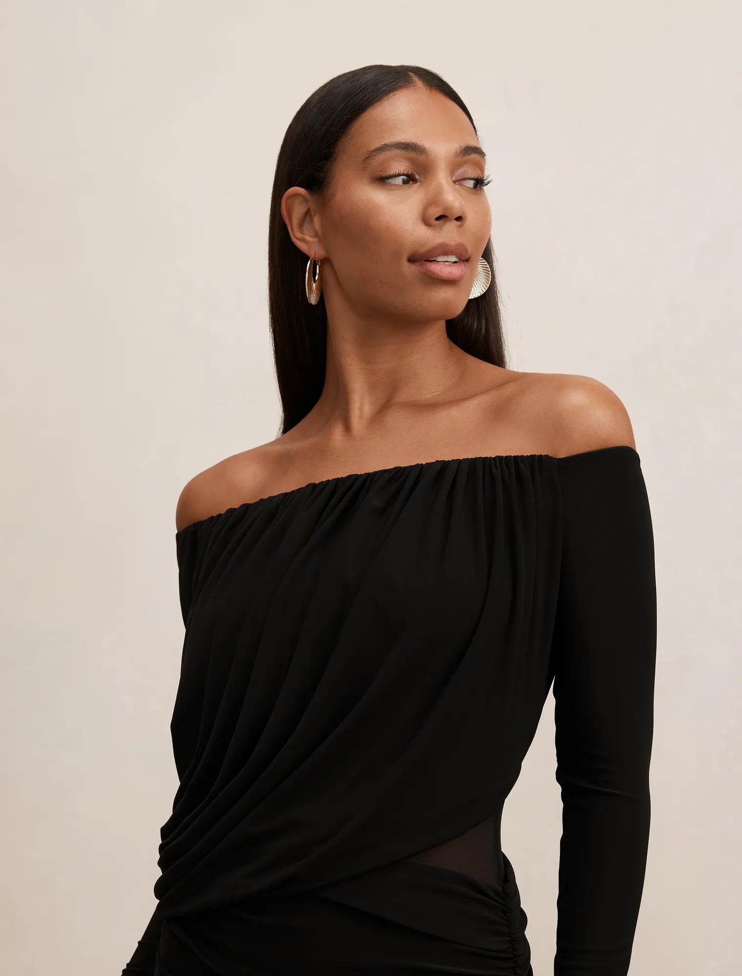 Belinda Bardot Draped Maxi Black