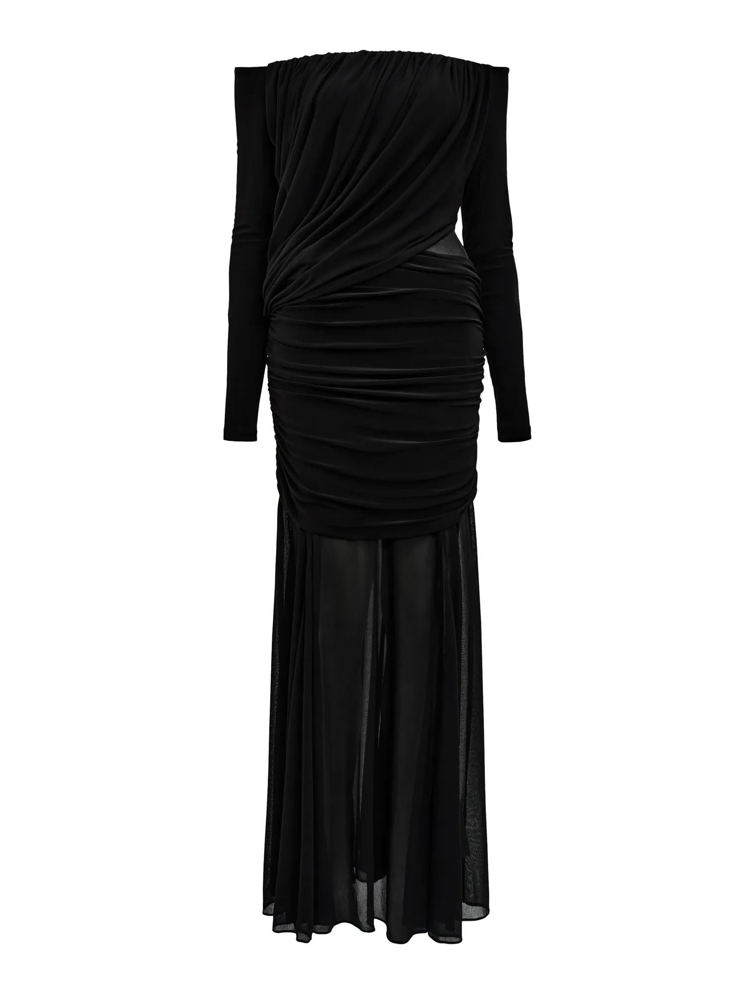 Belinda Bardot Draped Maxi Black_mannequin