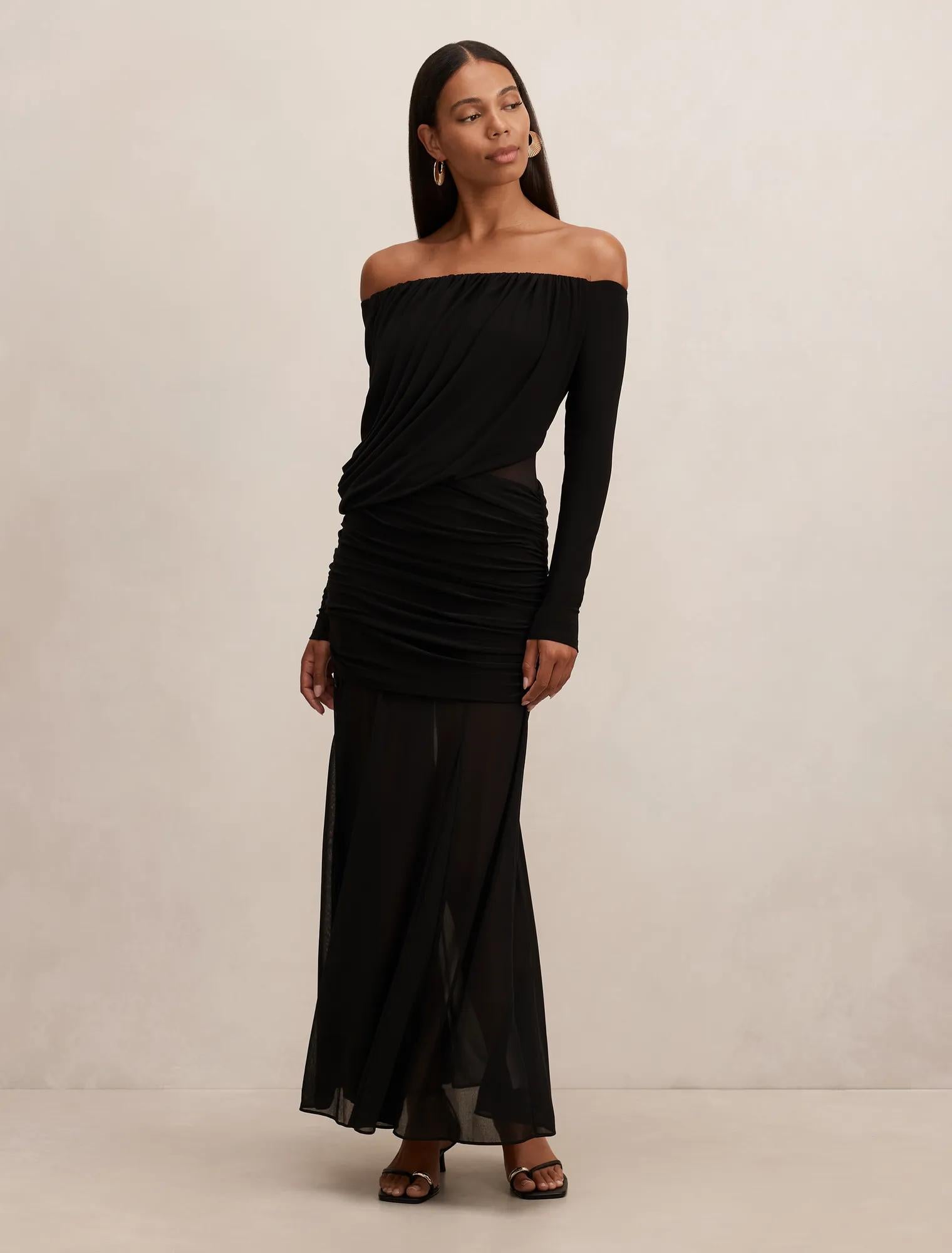 Belinda Bardot Draped Maxi Black