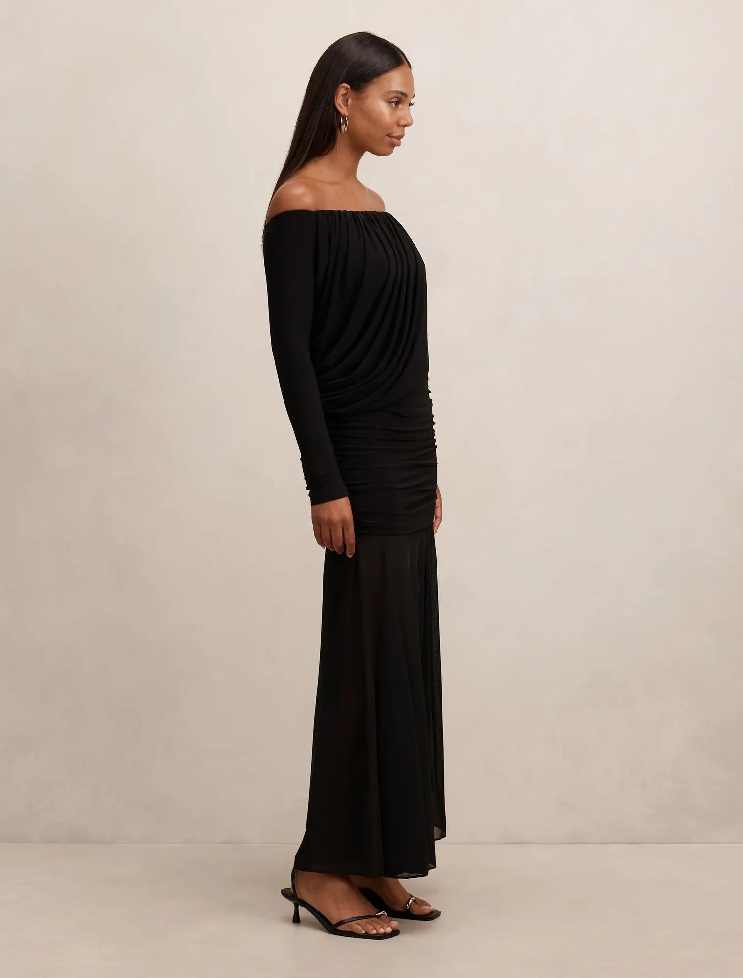 Belinda Bardot Draped Maxi Black