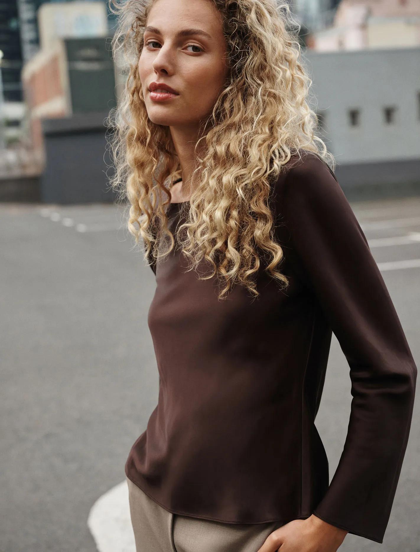 Rae Boatneck Long Sleeve Top Freckle