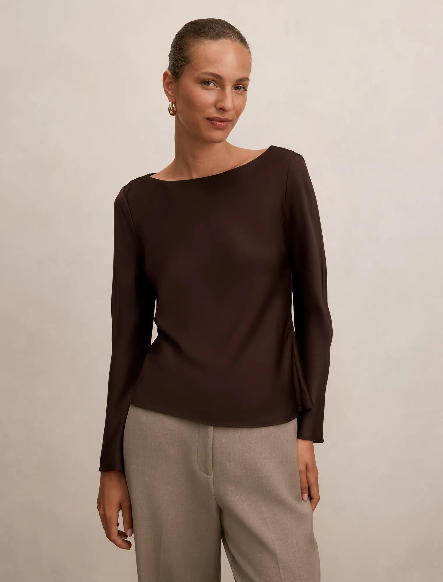 Rae Boatneck Long Sleeve Top Freckle