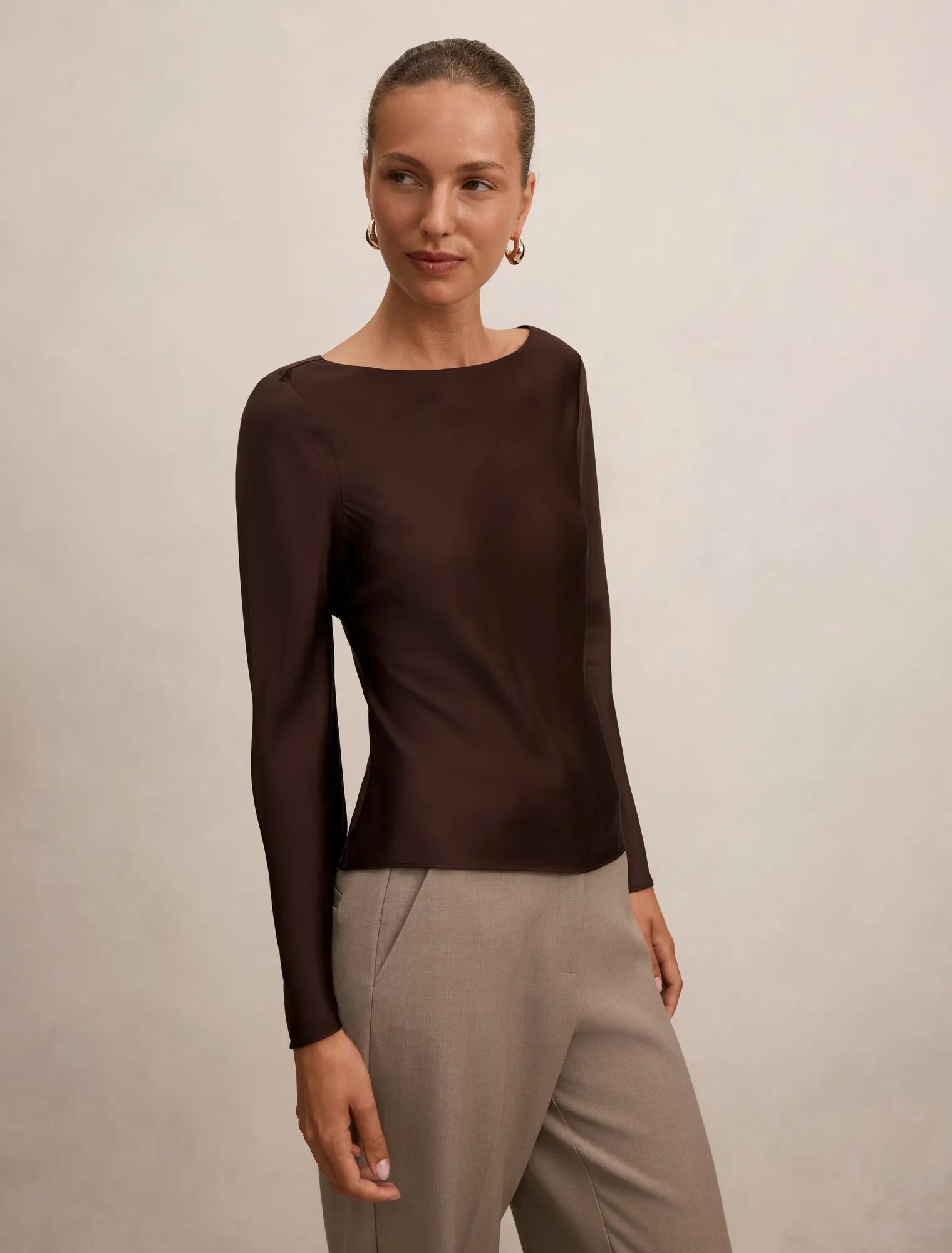 Rae Boatneck Long Sleeve Top Freckle