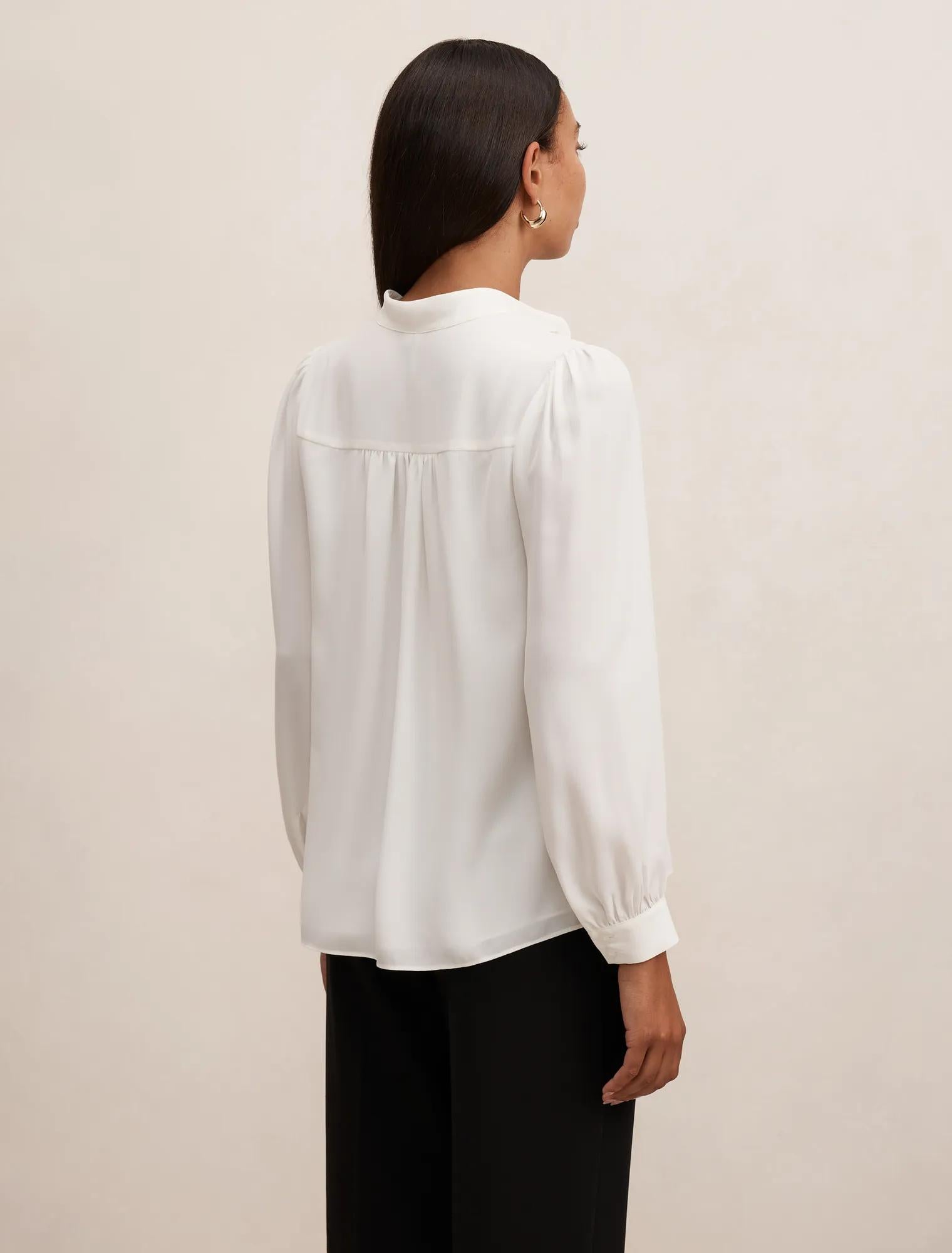 Poppy Lace Trim Blouse Porcelain