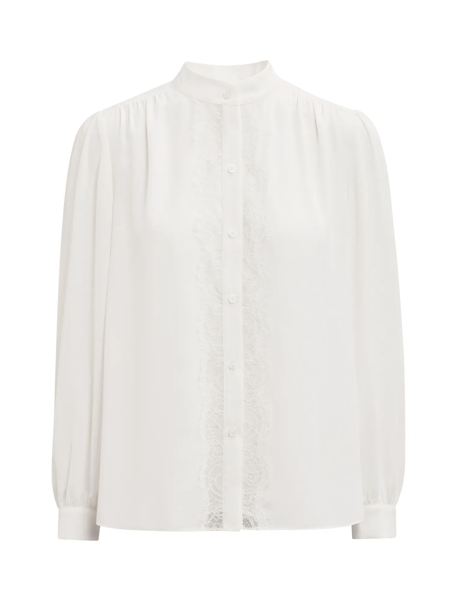 Poppy Lace Trim Blouse Porcelain_mannequin