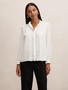 Poppy Lace Trim Blouse Porcelain