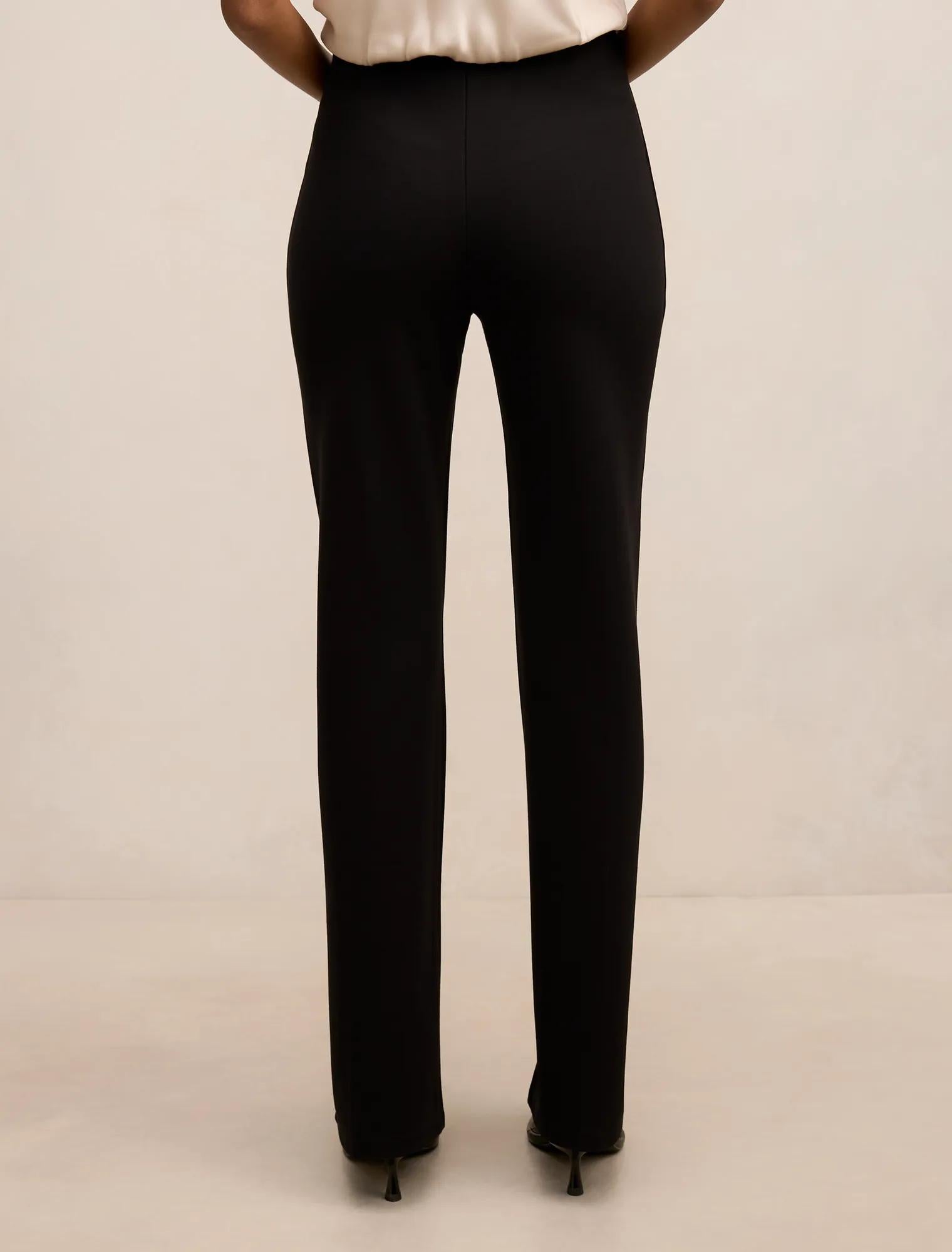 Piper Petite Ponte Straight Leg Pants Black