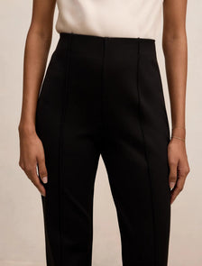 Piper Petite Ponte Straight Leg Pants Black