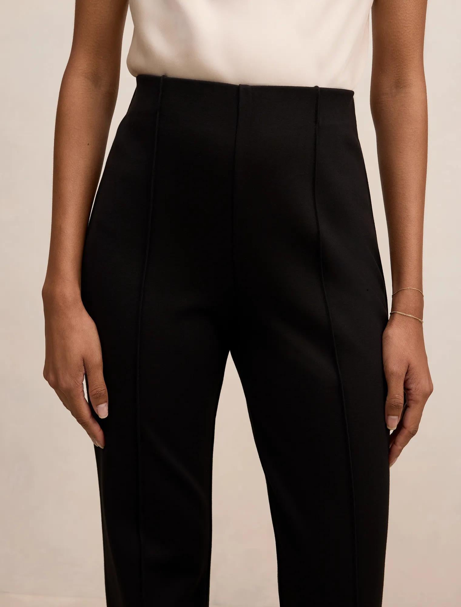 Piper Petite Ponte Straight Leg Pants Black