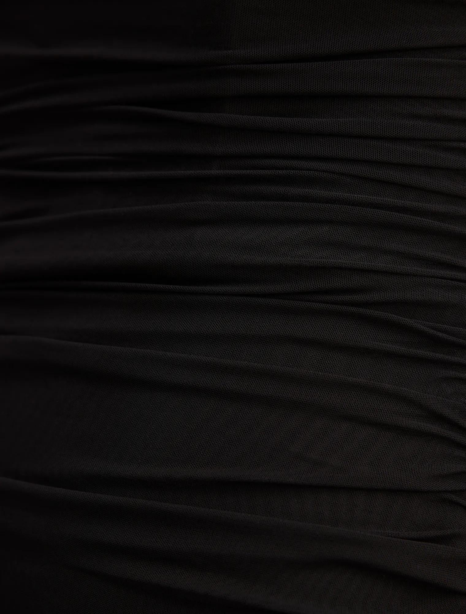 Eadie Sheer Cap Sleeve Midi Dress Black