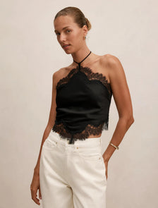 Jovie Halter Lace Top Black