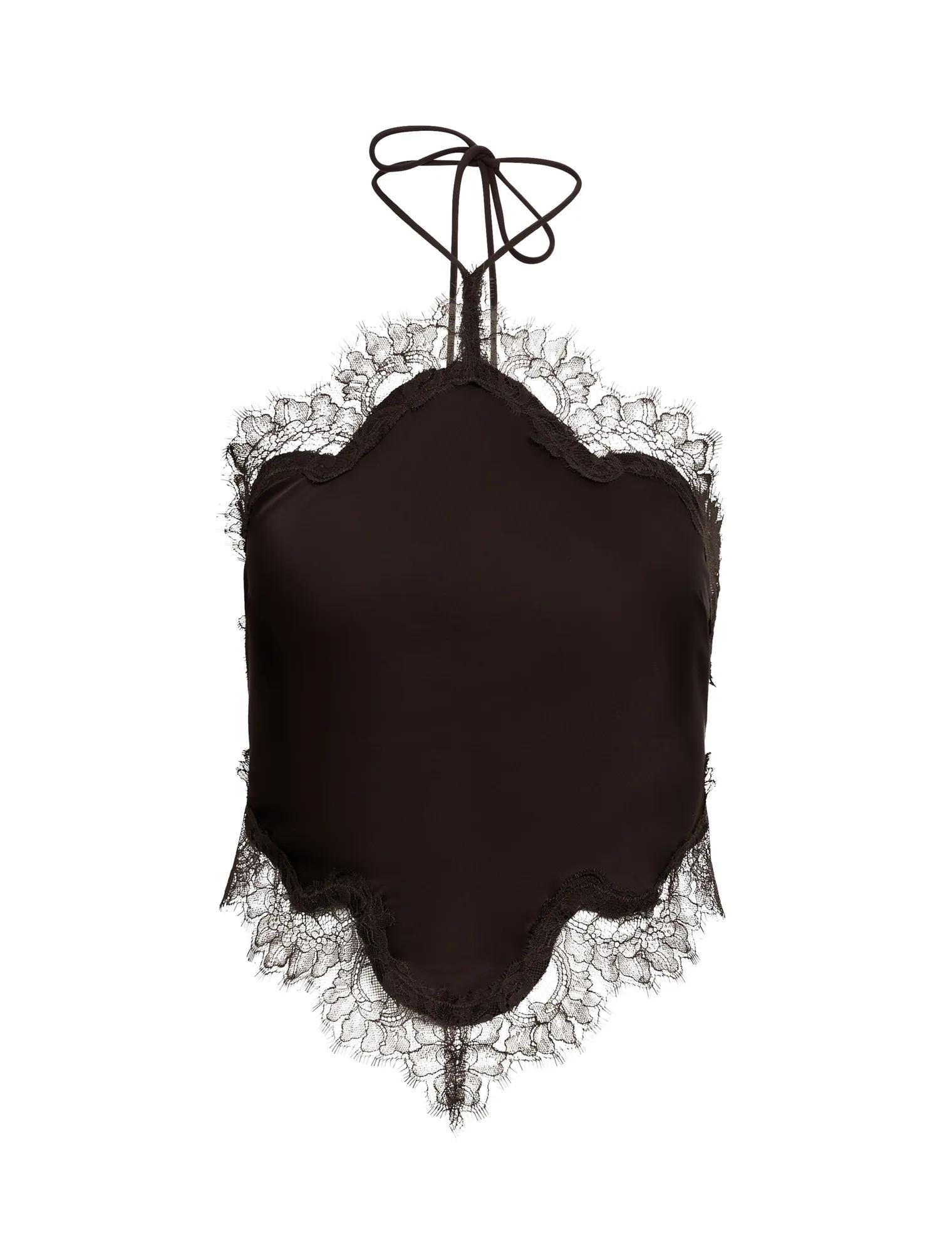 Jovie Halter Lace Top Deep Chocolate_mannequin