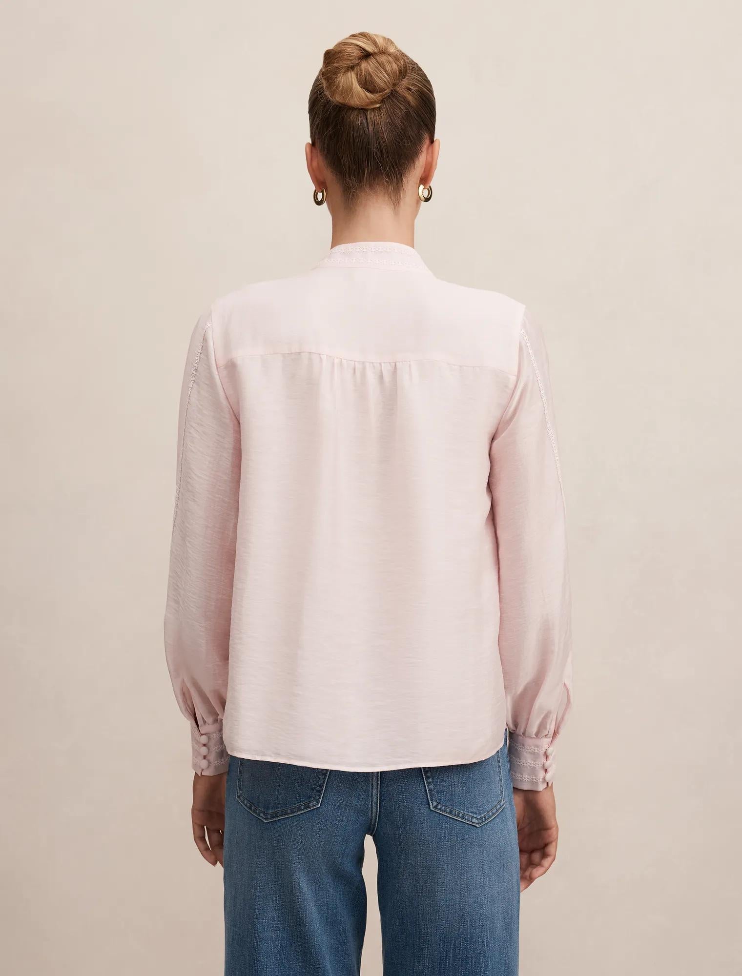 Astra Lace Trim Blouse Barely Pink
