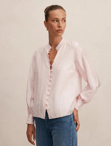 Astra Lace Trim Blouse Barely Pink