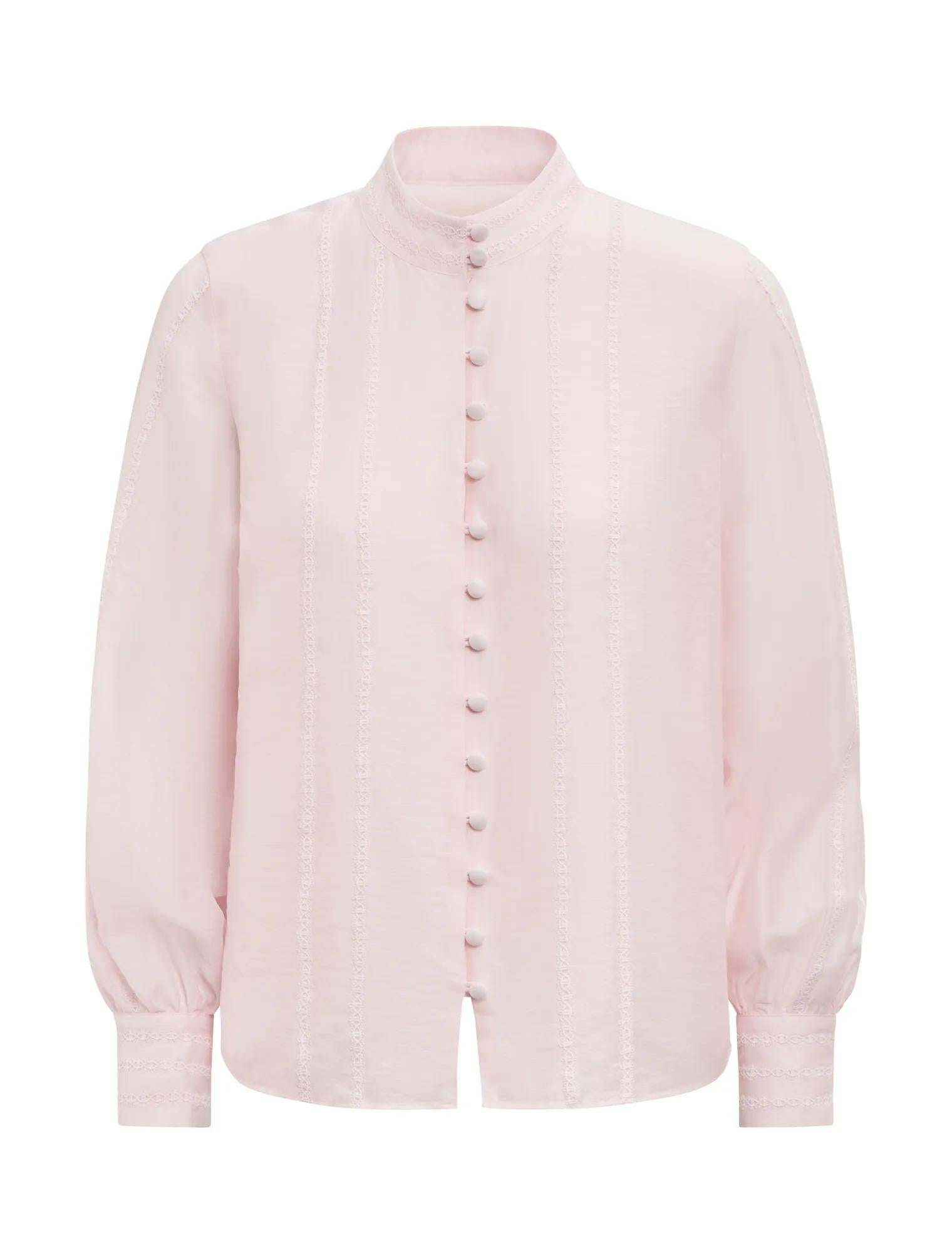 Astra Lace Trim Blouse Barely Pink_mannequin